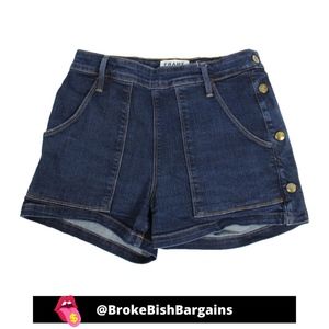 FRAME Antibes Mid-Rise Side-Button Shorts 25